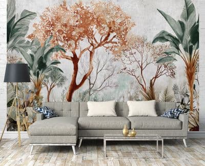 Botanical Design Dinning and Living Room photo wallpaper 312x219 cm