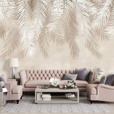 Botanical Design Dinning and Living Room photo wallpaper 312x219 cm  Bronze