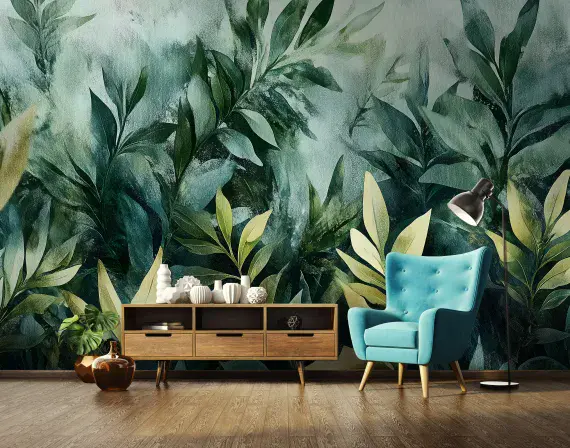Large Plants Living Room Photo Wallpaper | Buy it online from UK shop