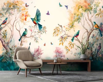 Botanical Non-Woven Photo Wallpaper Jungle & Exotic Birds