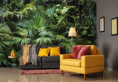 Botanical paper wallpaper mural green Jungle plants