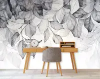 Large Leaves Wall Mural | Living Room and Bedroom Wallpaper | Allwallpapers
