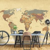 Map feature wall wallpaper| Homewallmurals.co.uk