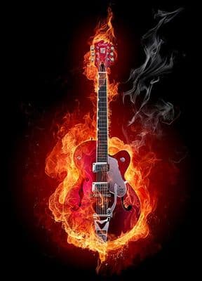 Burning red guitar wall mural