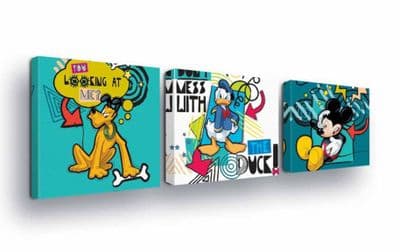 Canvas SET of 3 Mickey Mouse Pluto & Donald Duck