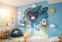 Photo wallpapers Space Papercut 3D for children's room  | Buy it online