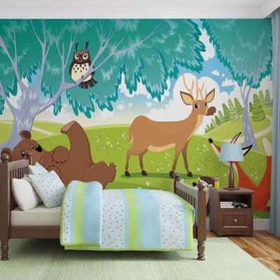 Childrens Wallpaper forest animals Wall Mural