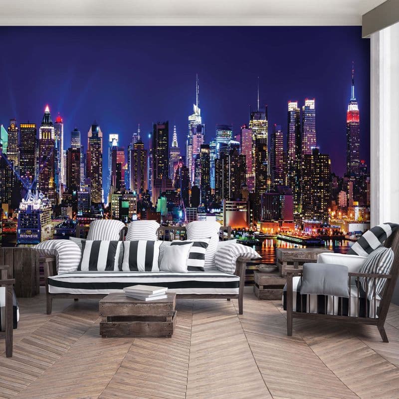 New York City living room wallpaper