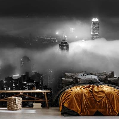Cloudy City Skyline Wall Mural Wallpaper 312 x 219 cm