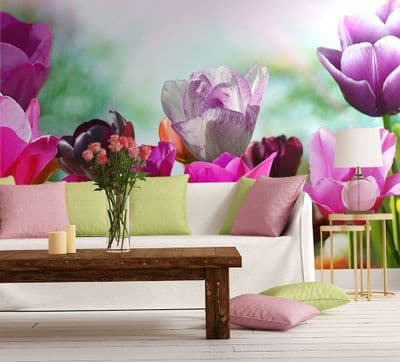 Colorful Tulips Paper Photo Wallpaper 320x230 cm