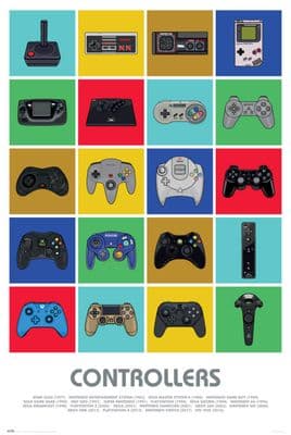 Controllers Joystick Pop Art 61x91,5cm Gamer Room Poster