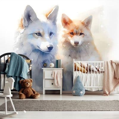 Cute Foxes Animal photo wallpaper 312x219cm