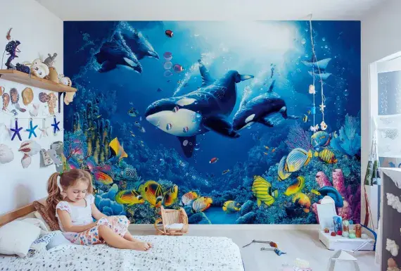 Bedroom photo wallpapers Blue Ocean Life | Shop online