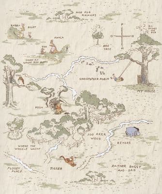 Digital printing wallpaper Winnie Pooh Map 200 x 240 cm