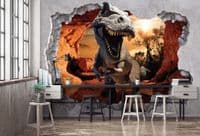 Photo wallpapers Dinosaur crushing the wall and many more  | Buy it online