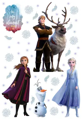 Disney Frozen Wall Stickers Set 65 x 42.5 cm Elsa and Anna Girl Bedroom Decals