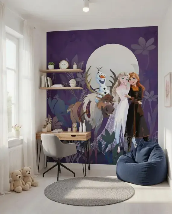 Frozen Full Moon Hike girl's bedroom wall mural wallpaper 200 x 280 cm | Shop online