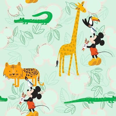 Disney Wallpaper Mickey Doodle Zoo Pastel wallpaper Roll size 10 x 0.53 m