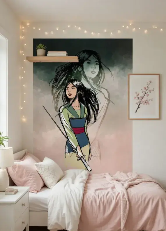 Brave Mulan girl's bedroom wall mural wallpaper 200 x 280 cm | Shop online