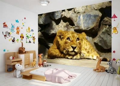 Dreaming lion puppy wall mural