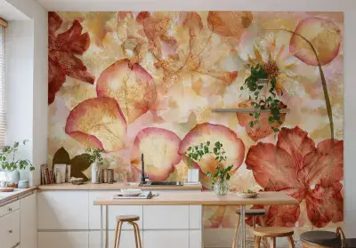 Dried Flowers Kitchen Photo Wallpaper