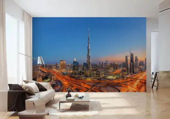 Burj Khalifa Dubai Wall Mural – Non-Woven Luxury Cityscape Wallpaper