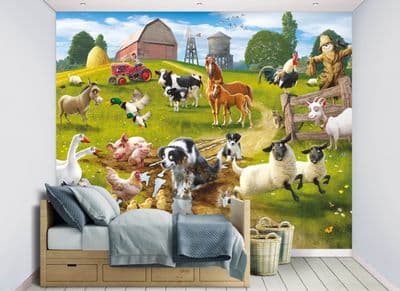 Farmyard Fun Bedroom Scene  wallpaper wall mural