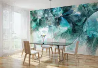 Photo wallpapers Feathers and leaves blue abstract and many more  | Buy it online