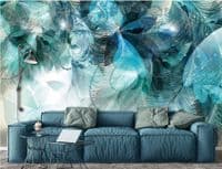 Photo wallpapers Feathers and leaves blue abstract and many more  | Buy it online