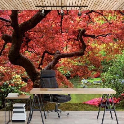 Flowering Red Tree bedroom photo wallpaper 368x254cm