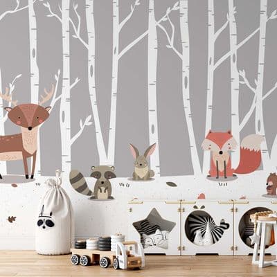 Forest Animals Nursery Non-woven Photo Wallpaper 368x254 cm
