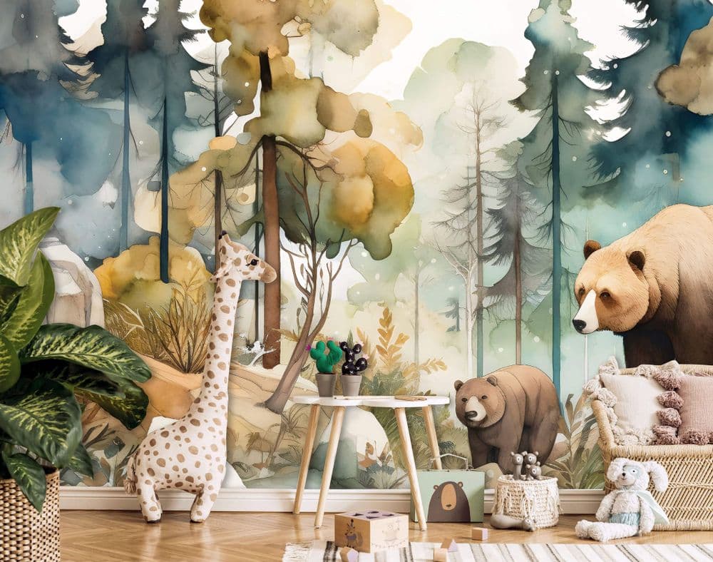 Nursery forest animals wall mural wallpaper | Buy it now