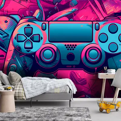 Gamer Bedroom Photo Wallpaper Controller Console 312x219cm Boy  Mural