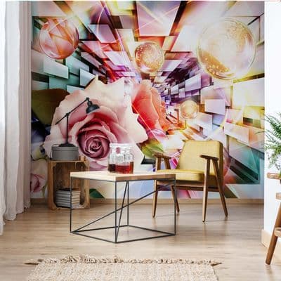 Giant non-woven wallpaper murals Rose Abstract Bubble