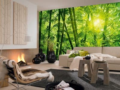Green bamboo forest wall mural paper