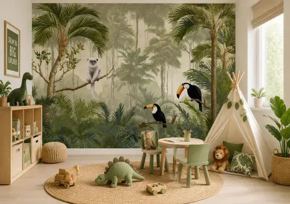 Jungle Animals Wall Mural | Kids Bedroom Wallpaper | Allwallpapers