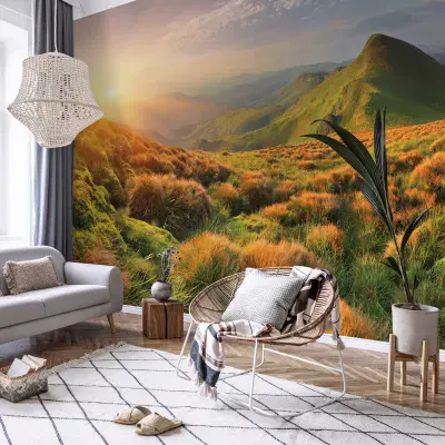 Green Mountains Bedroom Photo Wallpaper 312x219 cm