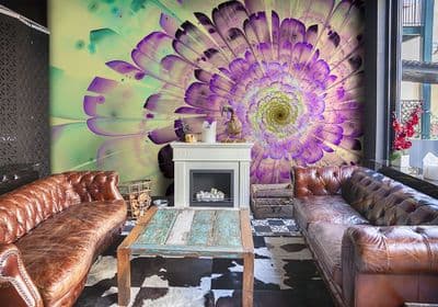 Green & Purple Floral Paper Photo Wallpaper