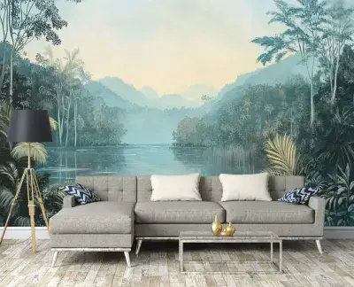 Indian Jungle River Living Room Photo Wallpaper 312x219 cm