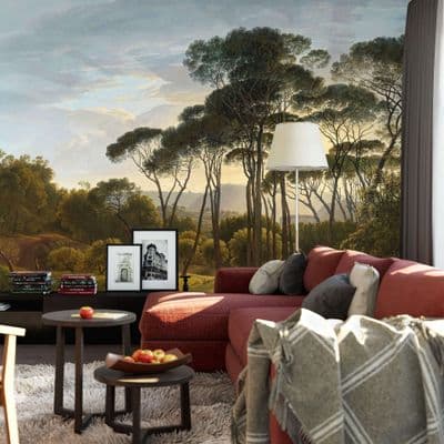 Italian Landscape with Umbrella wall mural wallpaper Premium