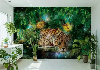 Jungle animals non-woven wallpaper 144x100inch