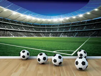 Kids Bedroom Photo Wallpaper 312x219 cm Football Soccer Stadium