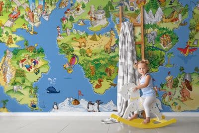Kids Map of the world wall mural