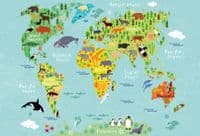 Kids World Map wall mural wallpaper 260 x 384 cm | Shop Online
