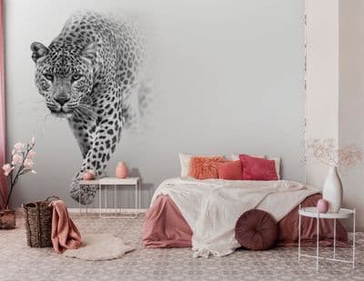 Leopard grey bedroom background wall mural non-woven photo wallpaper