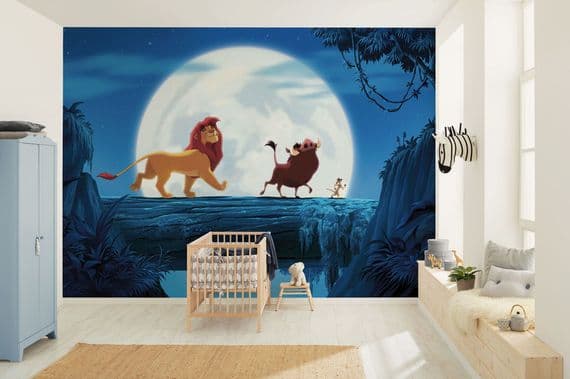 Lion King Moon Walk Jungle bedroom wall mural wallpaper 350 x 250 cm | Shop online