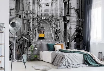 Lisbon streets non-woven wallpaper