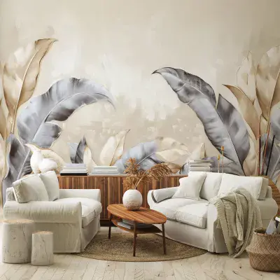 Lounge Large Leaves Botanical Photo Wallpaper 312x219 cm