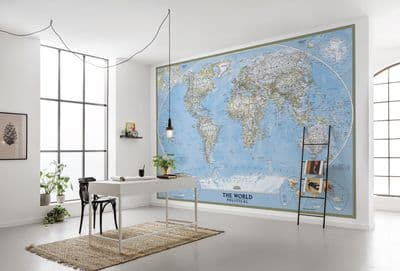 Map of The World Political wallpaper mural National Geographic