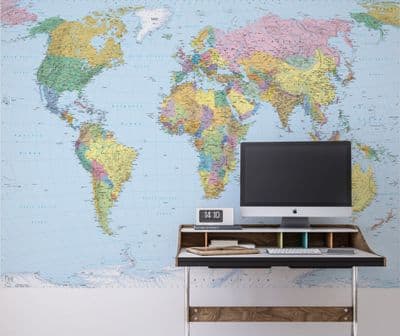 Map of The World wall mural wallpaper